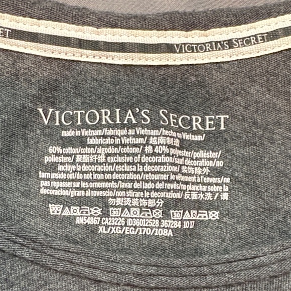 Victoria's Secret Grey "DREAM" Long Sleeve Sleep Shirt Pajama Soft Cotton Blend - Picture 2 of 6